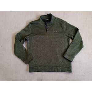 Eddie Bauer Men's Large Radiator Fleece Snap Mock Neck Pullover Sweater Green